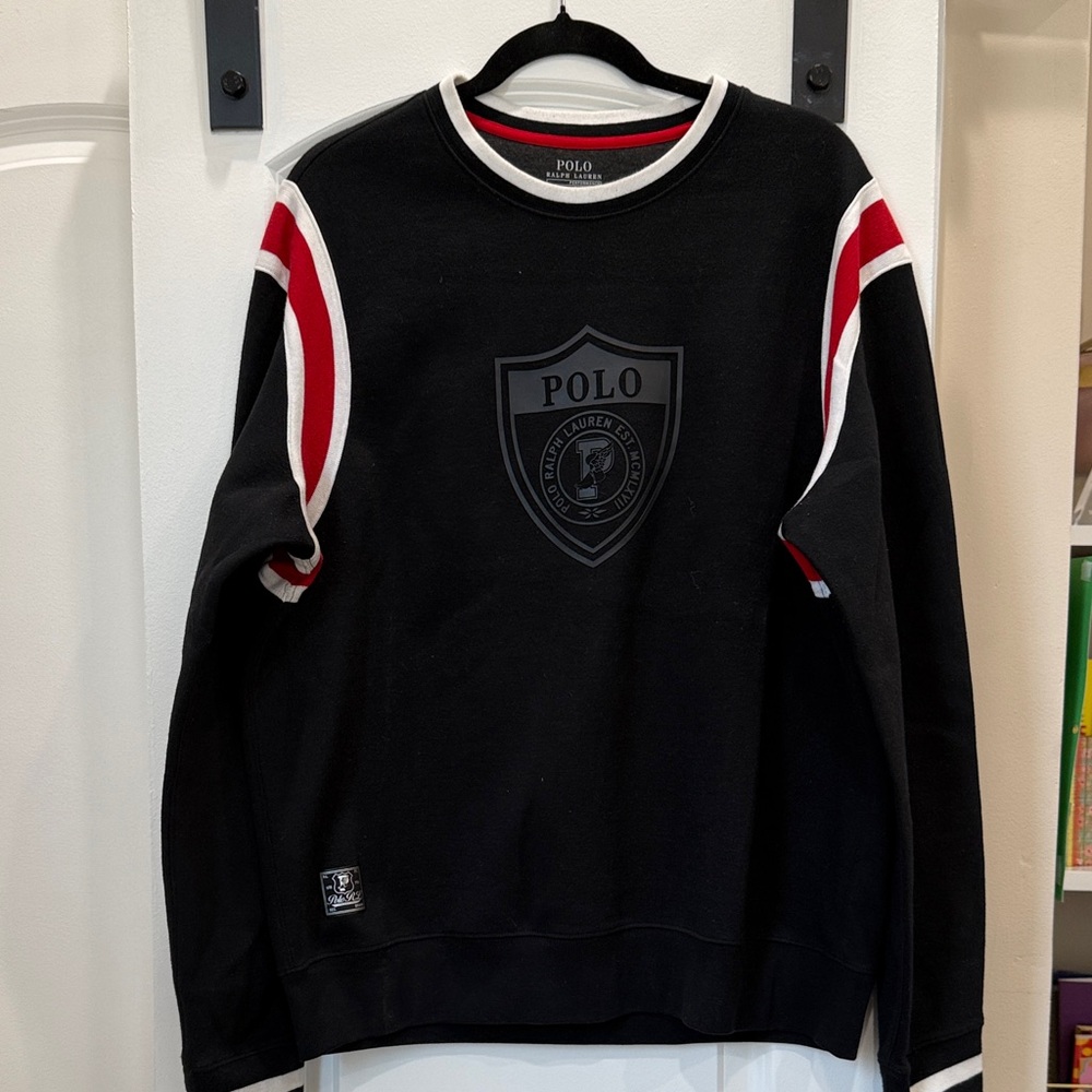 Men’s Polo by Ralph Lauren Black and Red Crewneck Sweater